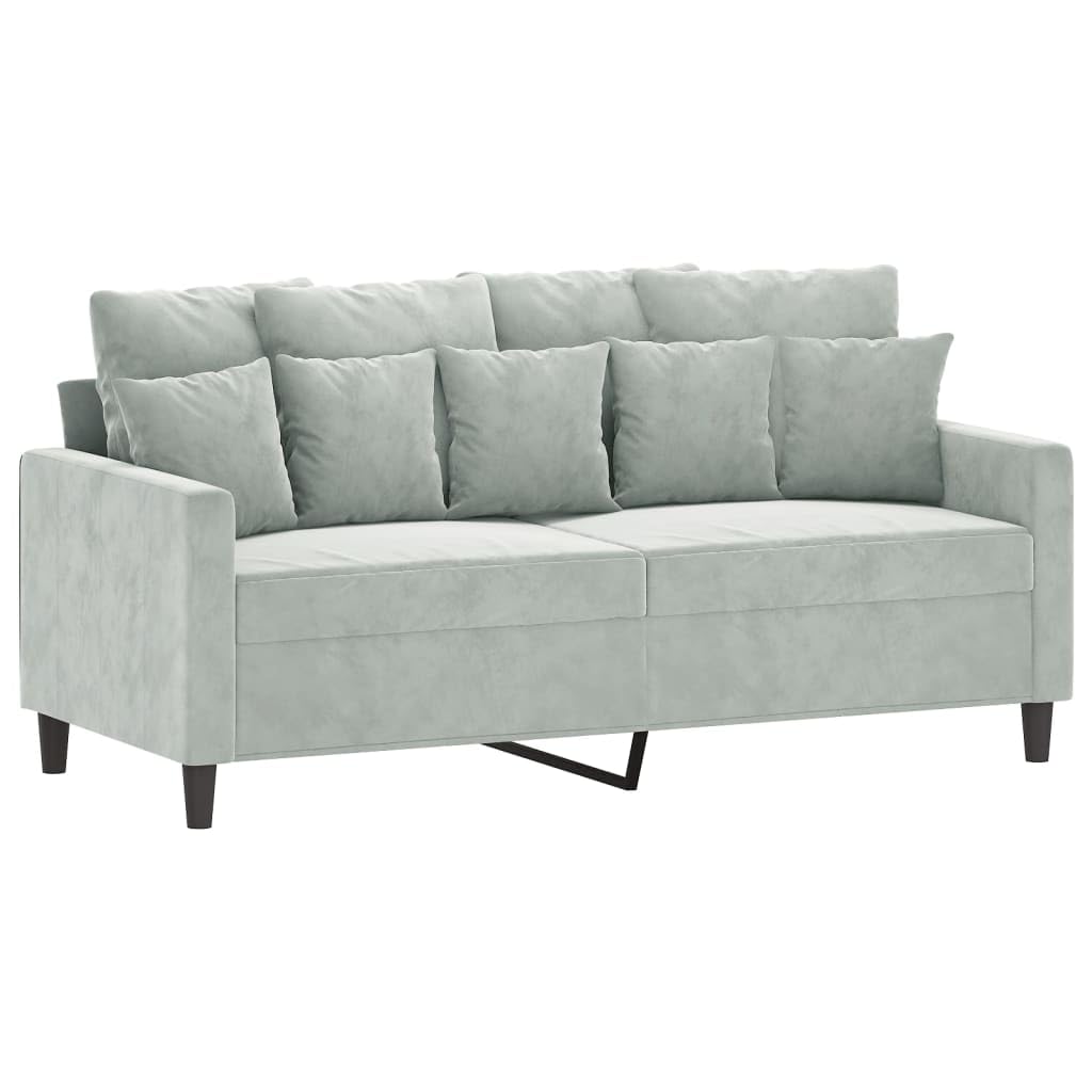 Light Grey Velvet 2-Seater Sofa with Metal Frame B6591