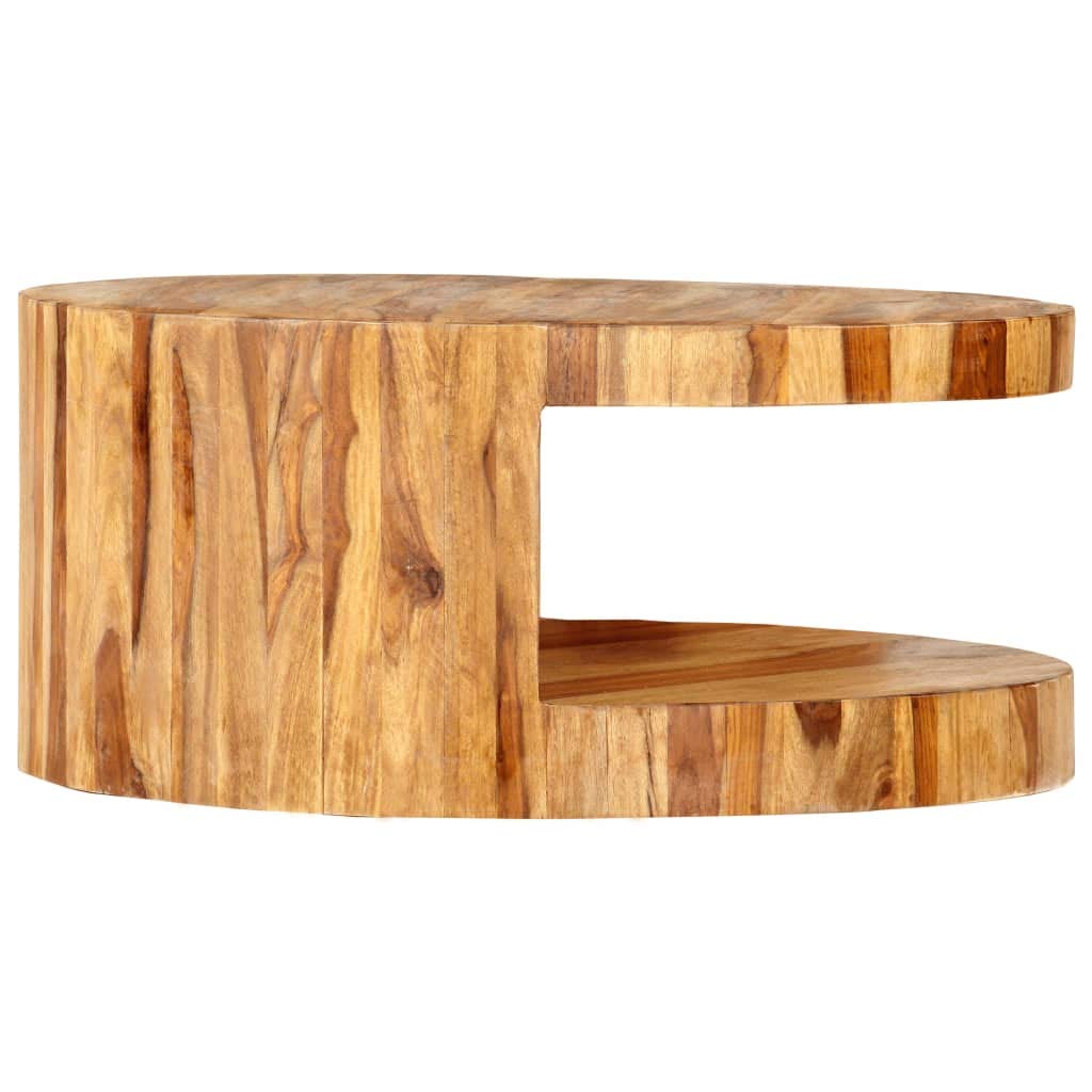 Natural Solid Sheesham Wood Round Coffee Table 25.6 in P773
