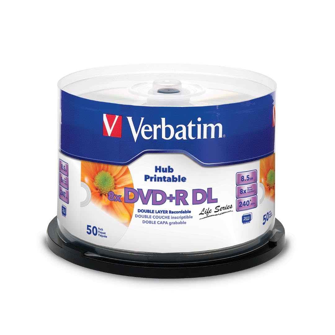 DVD+R DL 8.5GB 8X Hub Printable Discs 50 Pack K36620