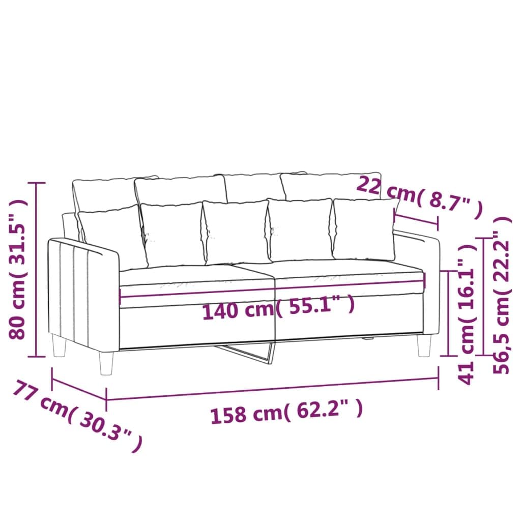 Light Grey Velvet 2-Seater Sofa with Metal Frame B6591