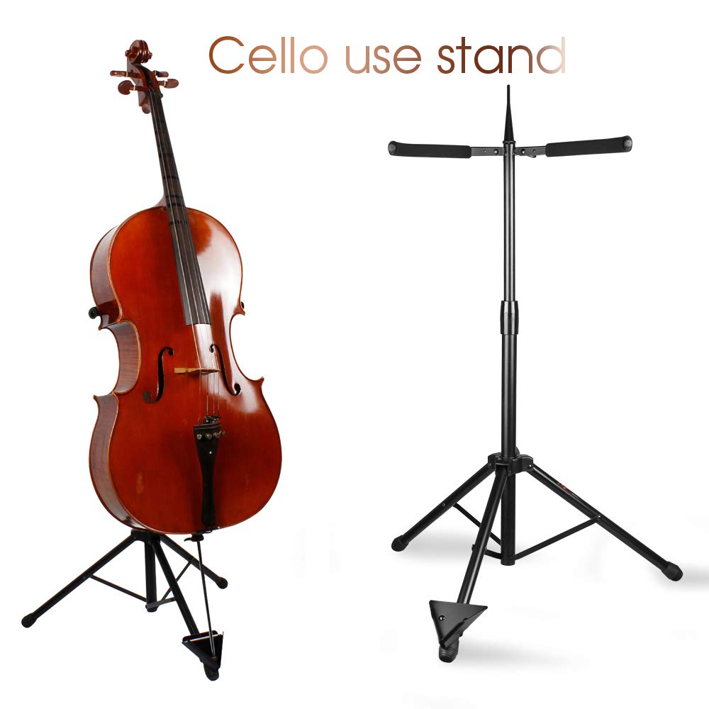 Adjustable Foldable Cello Stand with Bow Hook A7634