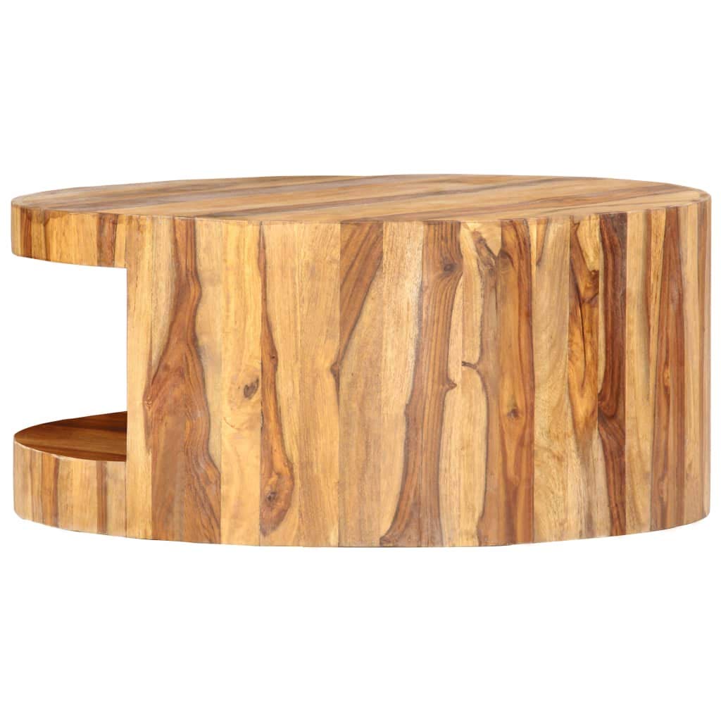 Natural Solid Sheesham Wood Round Coffee Table 25.6 in P773