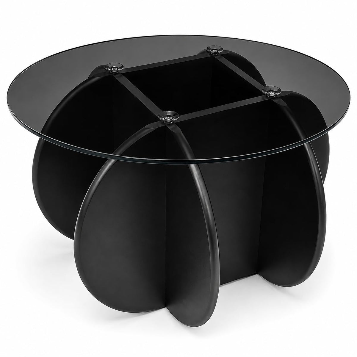 Black Round Glass Top Coffee Table N56211
