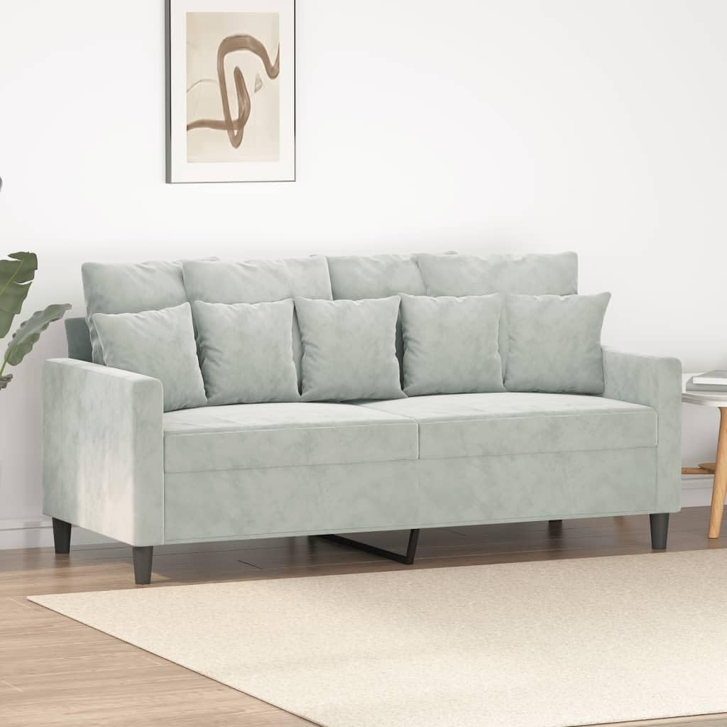 Light Grey Velvet 2-Seater Sofa with Metal Frame B6591