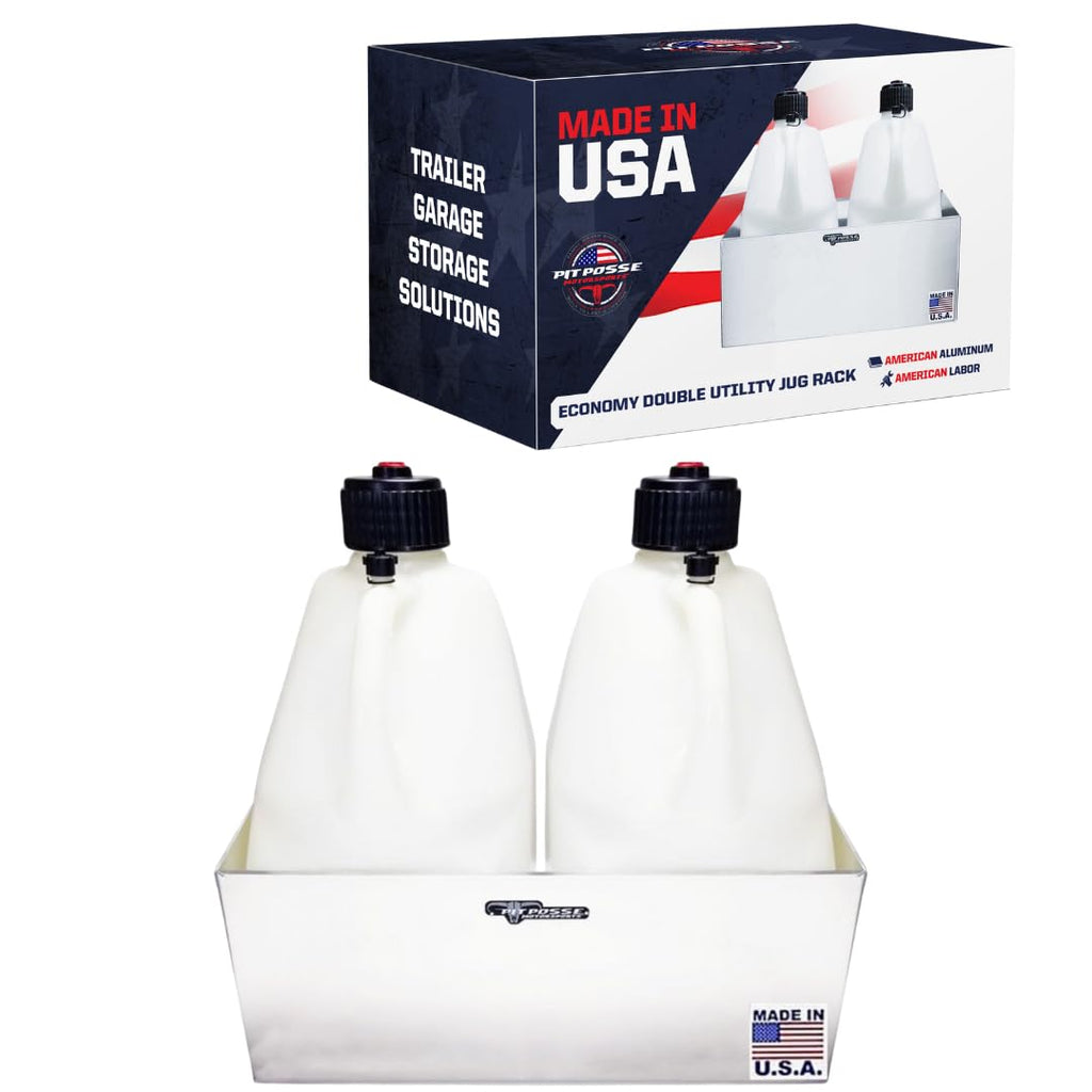 Double Utility Fuel Jug Holder Storage Rack Shelf - Holds Two 5-Gallon Jugs - Anti-Rusting Aluminum C650491