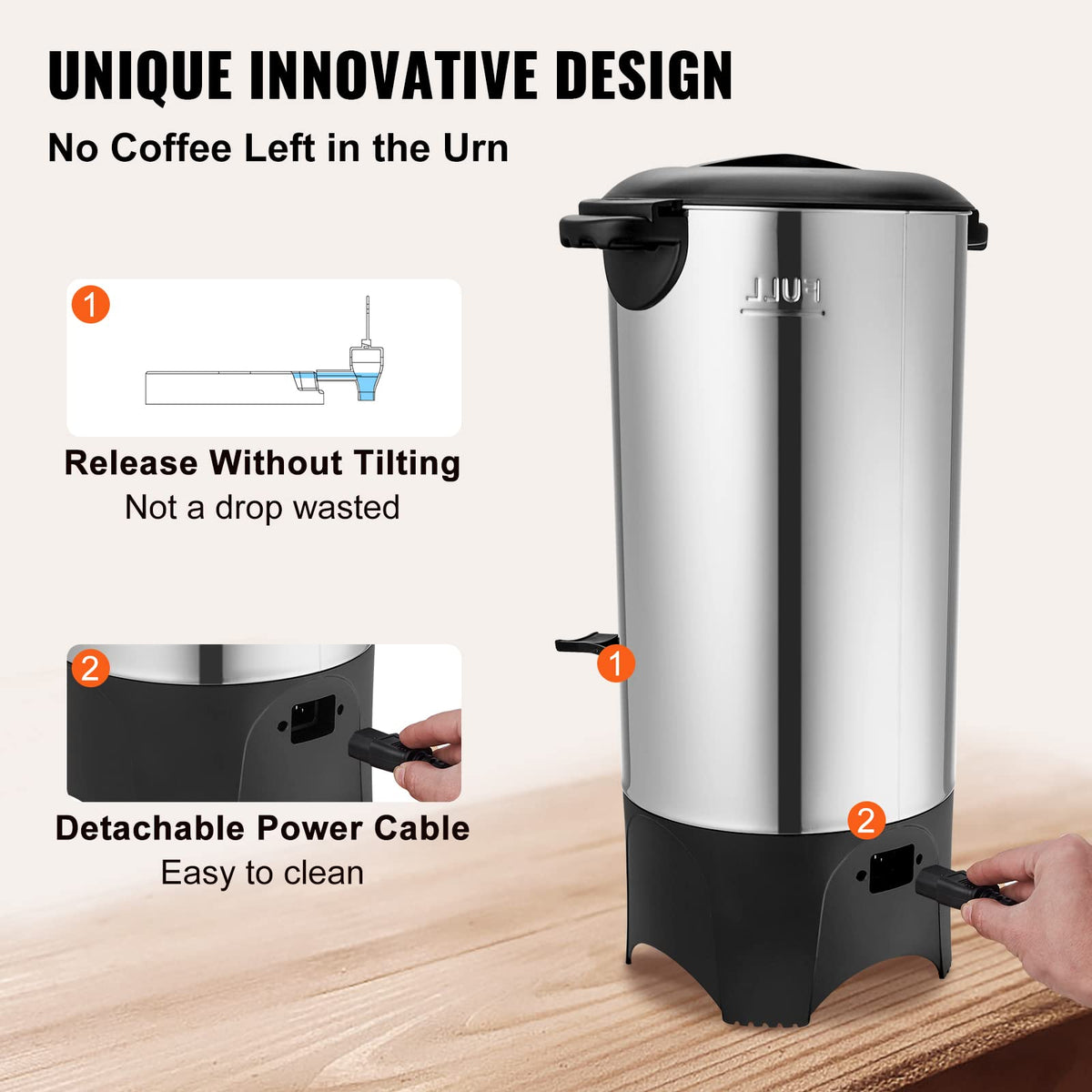 50 Cups Stainless Steel Commercial Coffee Urn E7471