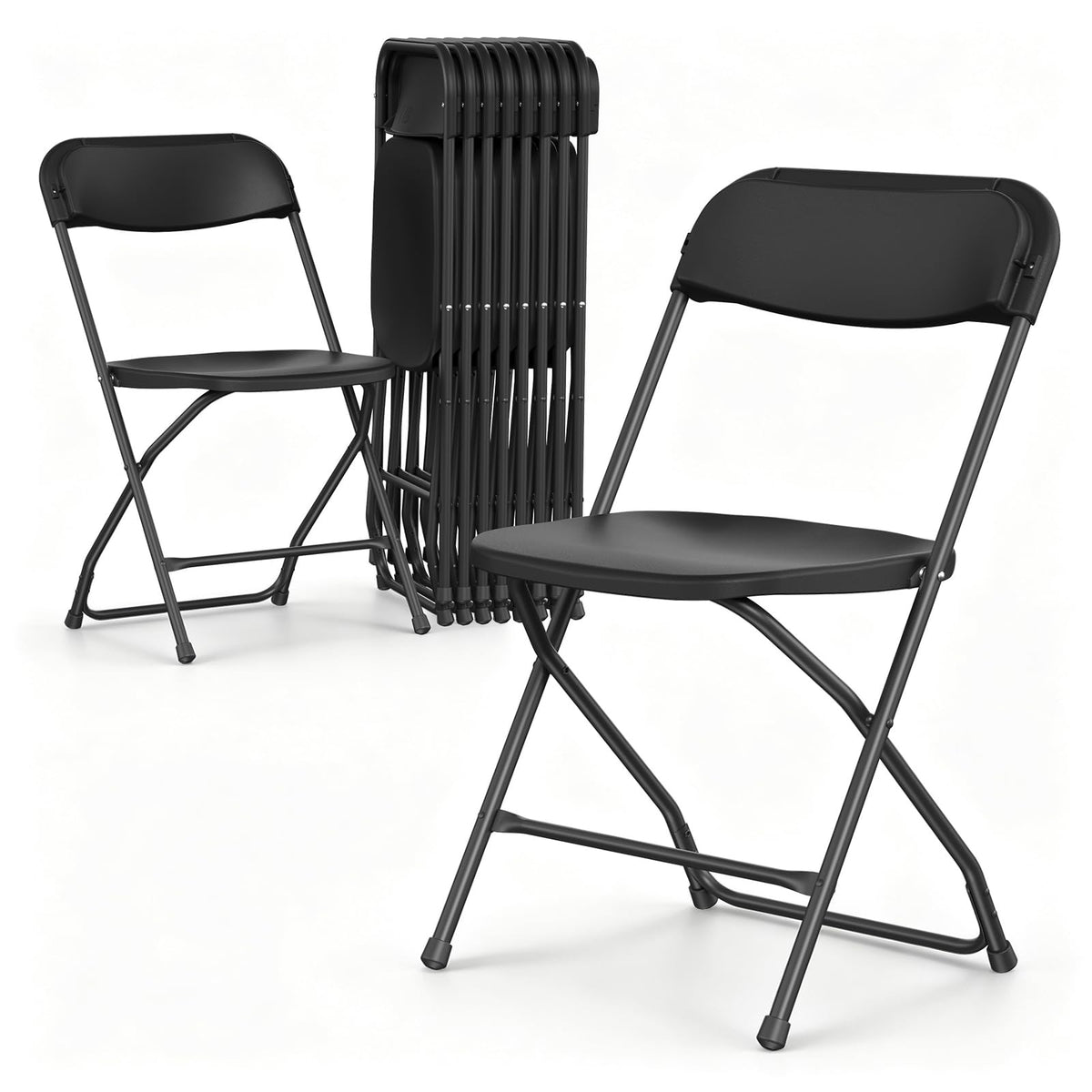 10 Pack Lightweight Stackable Plastic Folding Chairs with Steel Frame U9015
