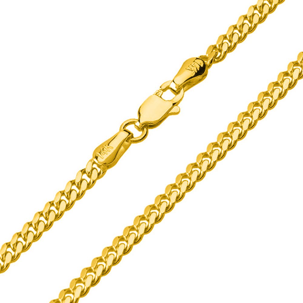 14K Yellow Gold Cuban Link Chain Necklace K474