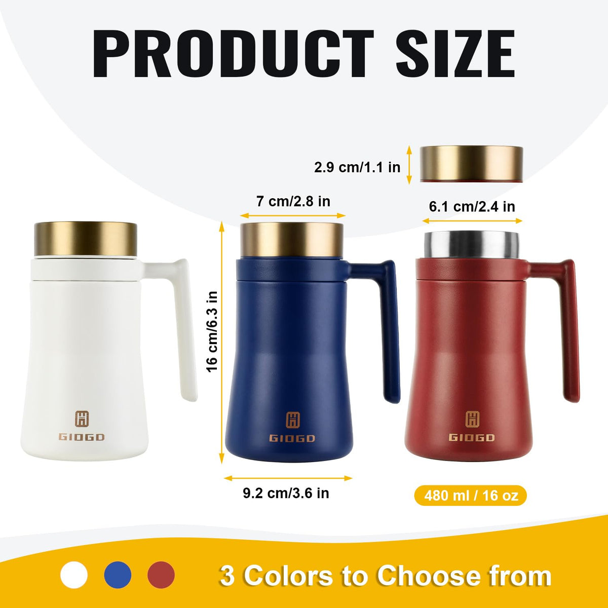 16 oz Insulated Coffee Mug with Handle O539401