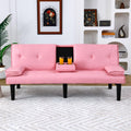 Pink 67-Inch PVC Convertible Sofa Bed Z5380