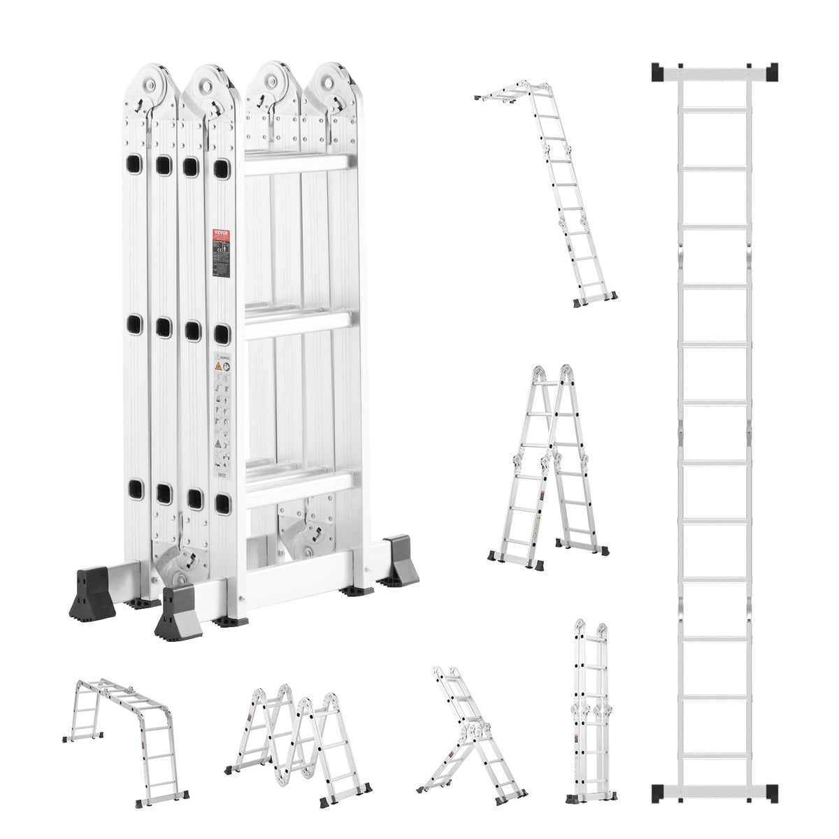 Multi-Purpose Folding Ladder, 7-in-1 Adjustable Telescoping Ladder, 330 lbs Capacity E8237