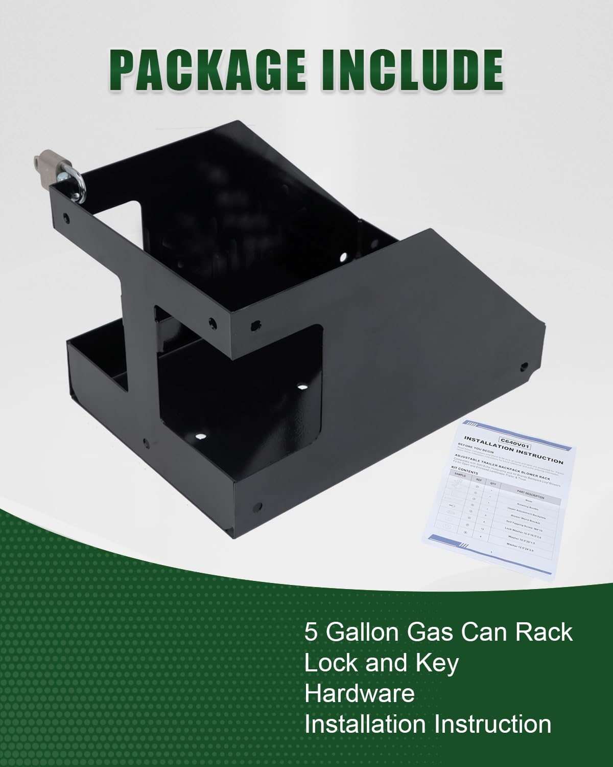 5 Gallon Fuel Gas Can Rack Holder with Lock P405