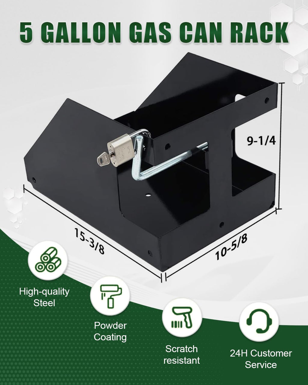 5 Gallon Fuel Gas Can Rack Holder with Lock P405