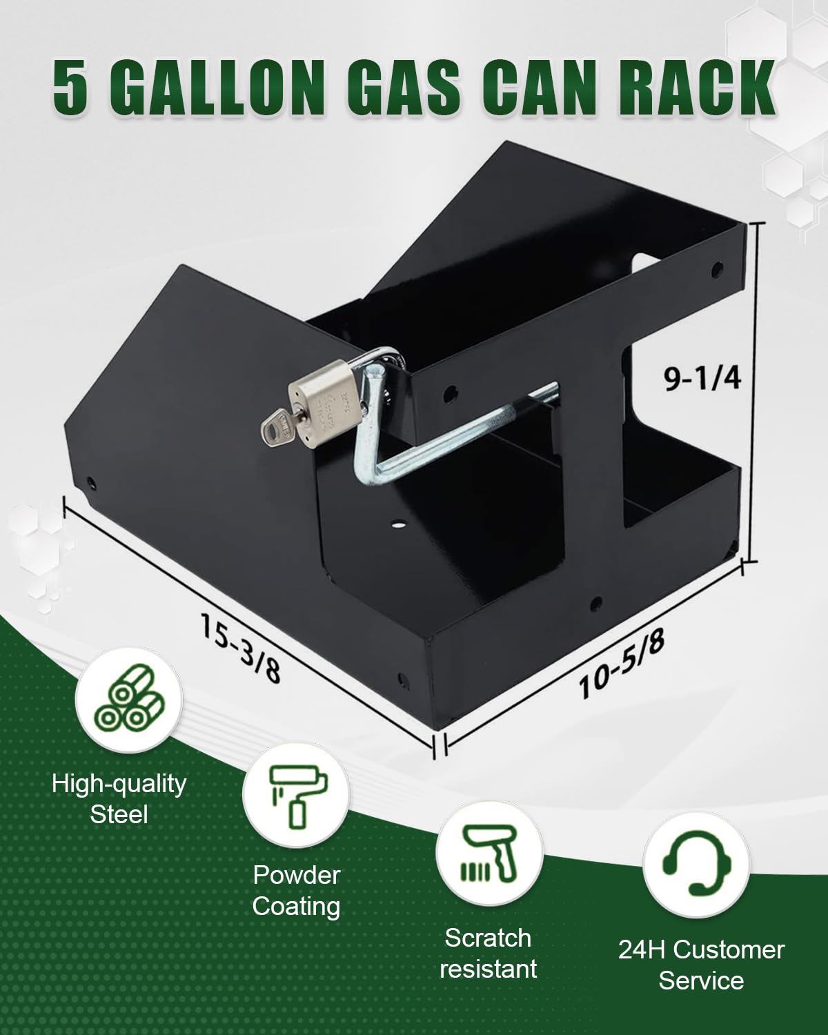 5 Gallon Fuel Gas Can Rack Holder with Lock P405