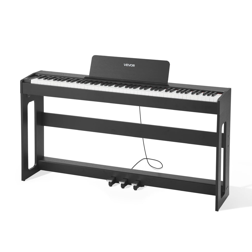 88 Keys Weighted Digital Piano with Furniture Stand and Triple Pedal, Black K193730
