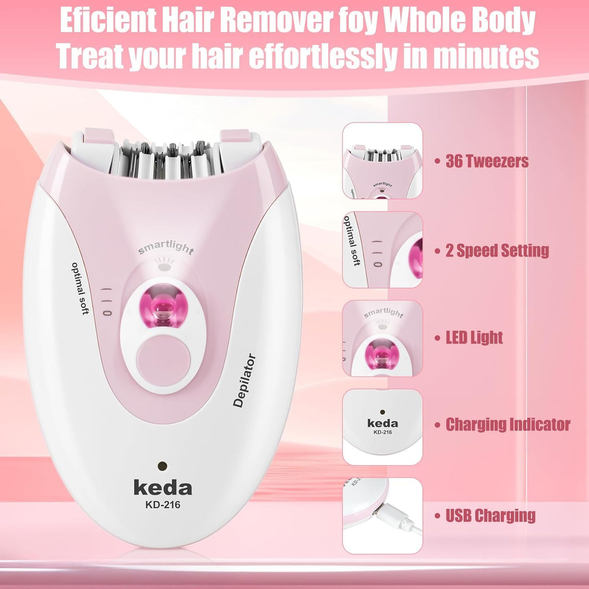 Rechargeable Epilator with LED Light G142
