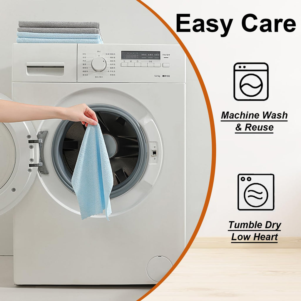 80 Pack Microfiber Cleaning Cloth Roll Blue D3721