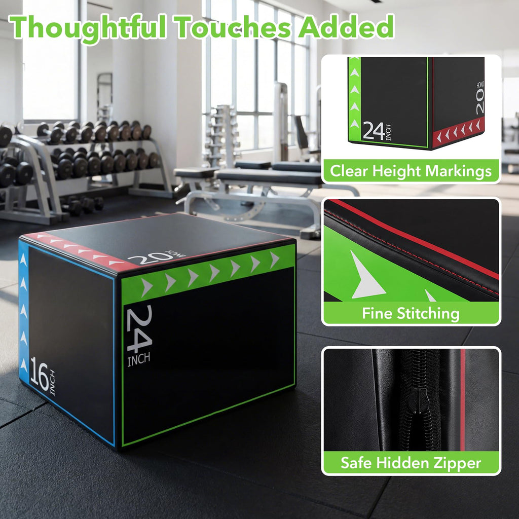 3-in-1 Foam Plyometric Jump Box with Non-Slip Cover G3559