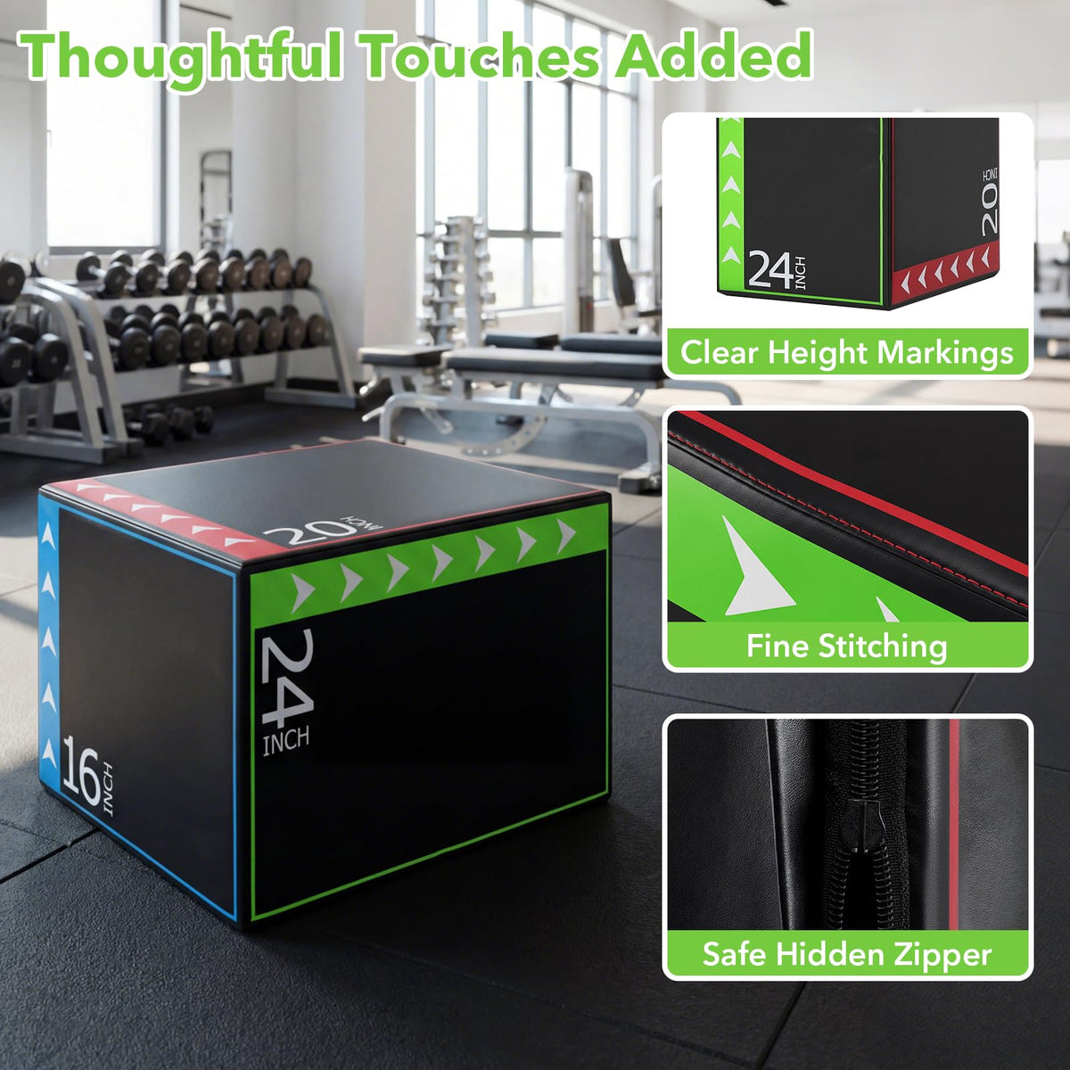 3-in-1 Foam Plyometric Jump Box with Non-Slip Cover G3559
