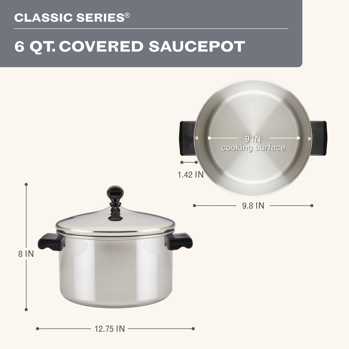 Stainless Steel 6-Quart Stockpot with Lid A842