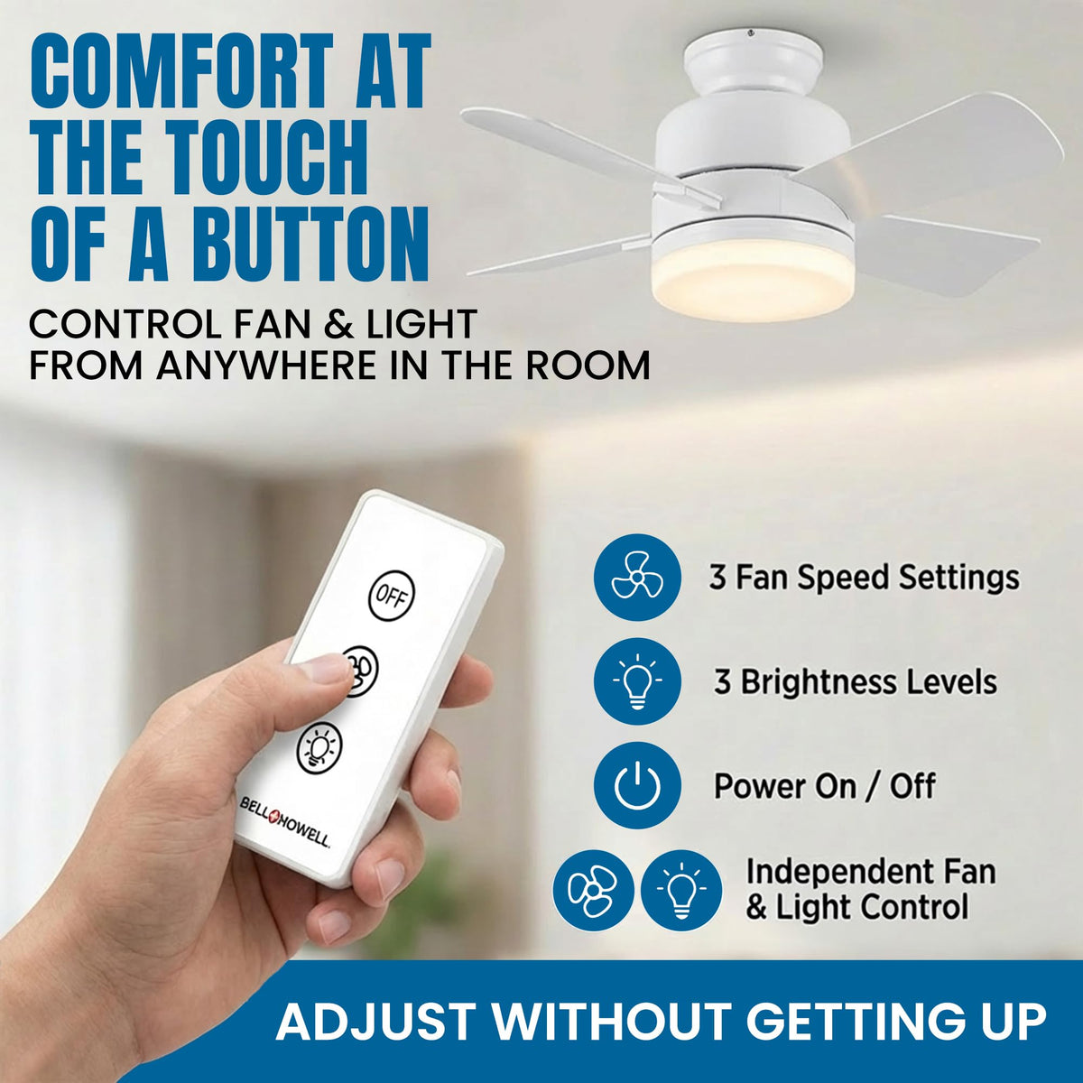 15.4" Socket Fan Light Ceiling Fan with Remote Control Q832264
