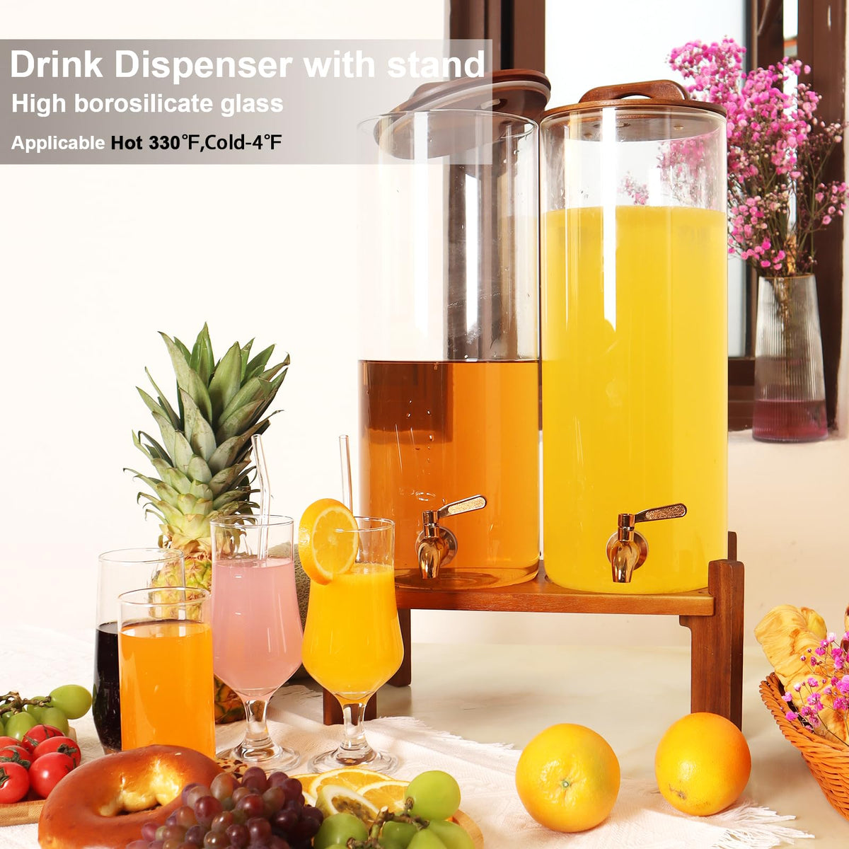 2.2 Gallon Glass Drink Dispenser with Stand X6446