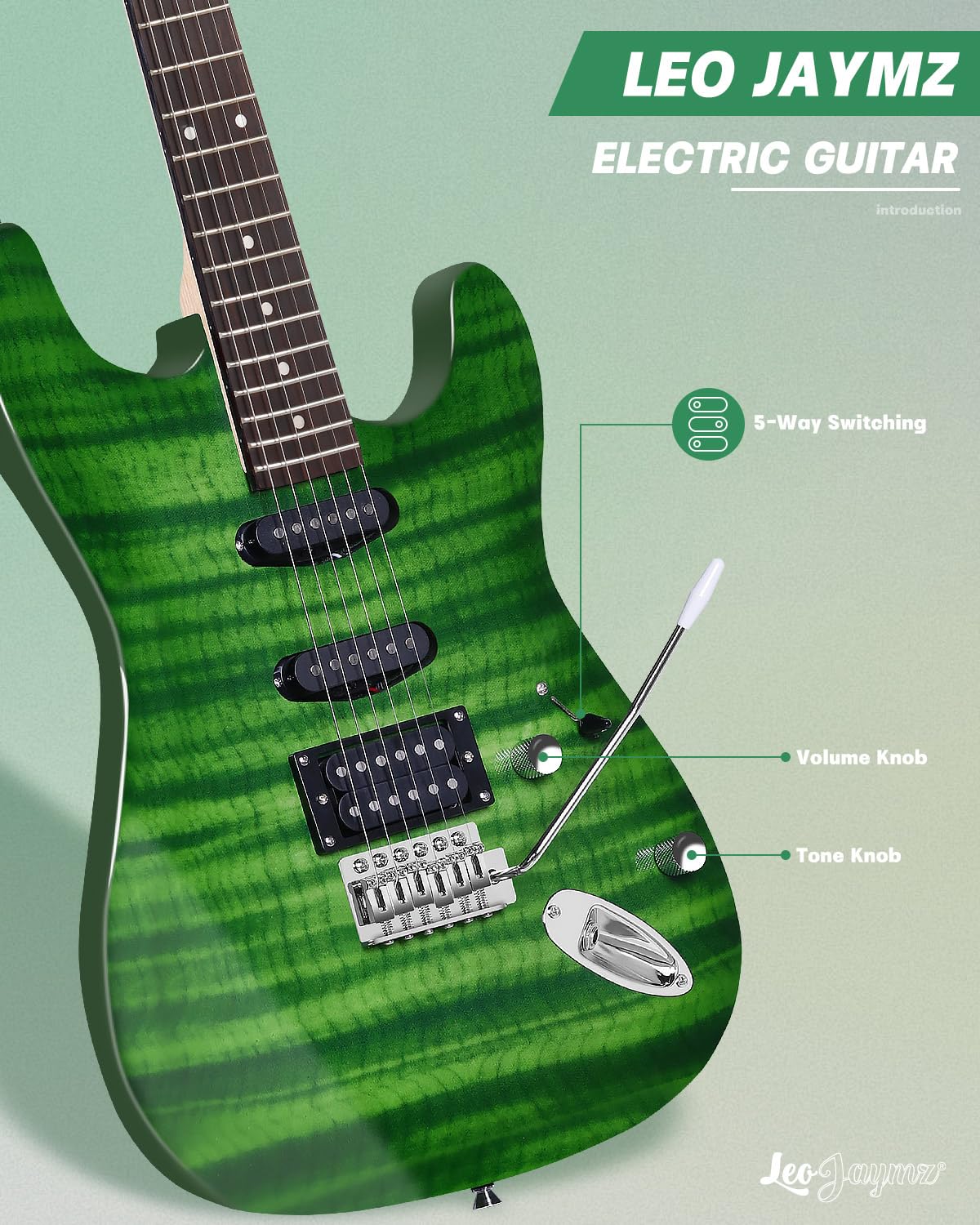39" Full Size SSH Electric Guitar Starter Kit with Amp H1587
