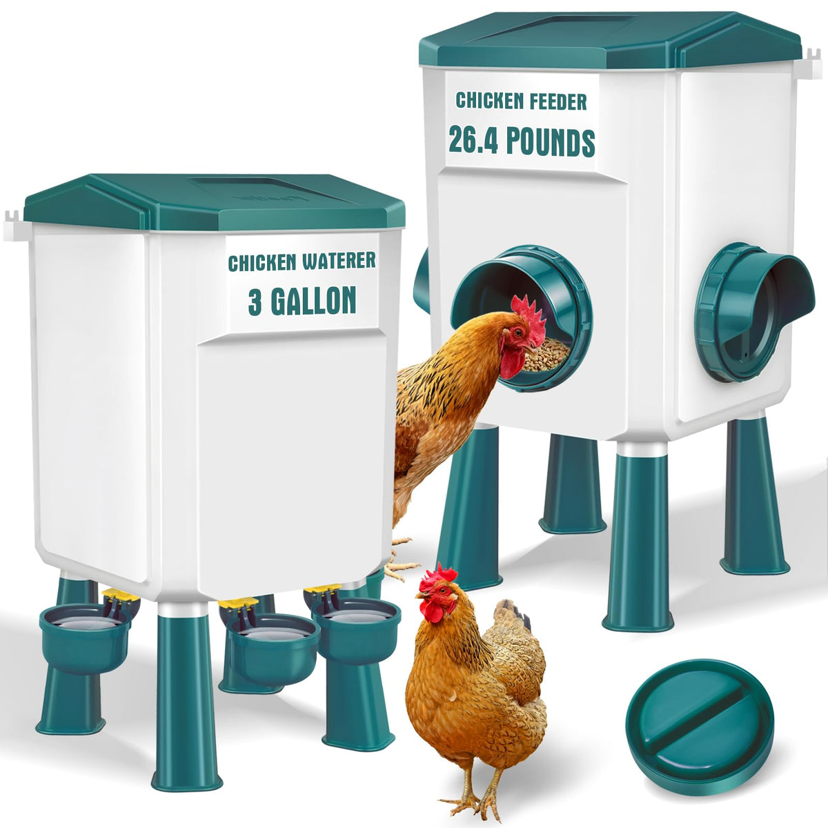 Chicken Feeder and Waterer Set 3 Gallon V664