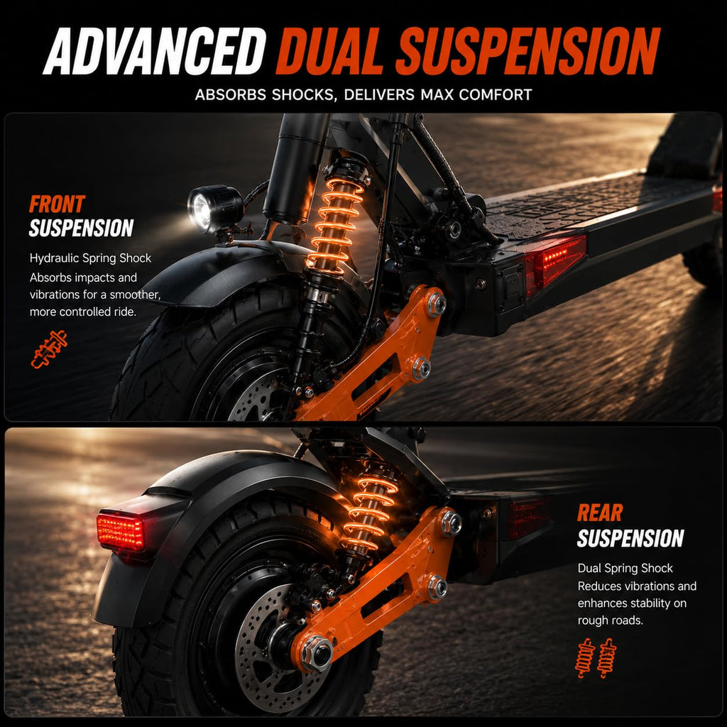 5600W Motor 46 MPH 27Ah Battery 10" Off Road Foldable Electric Scooter U42722