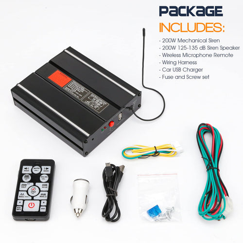 12V 200W 20 Tones Emergency Siren PA System L11718