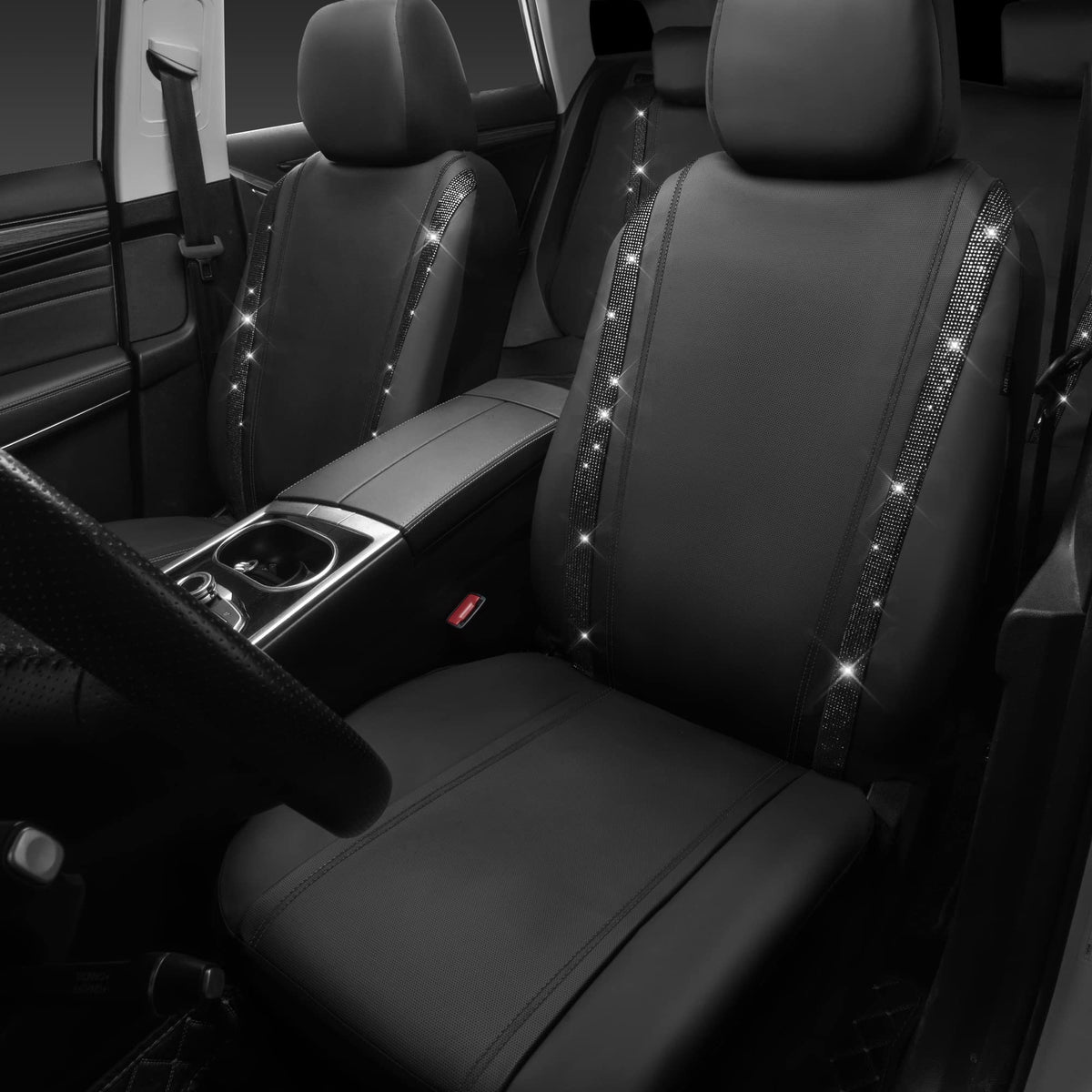 Leather Bling Diamond Car Seat Covers Full Set X430685