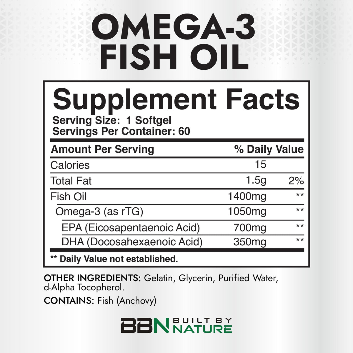 Omega 3 Fish Oil 1400 mg 60 Softgels U712