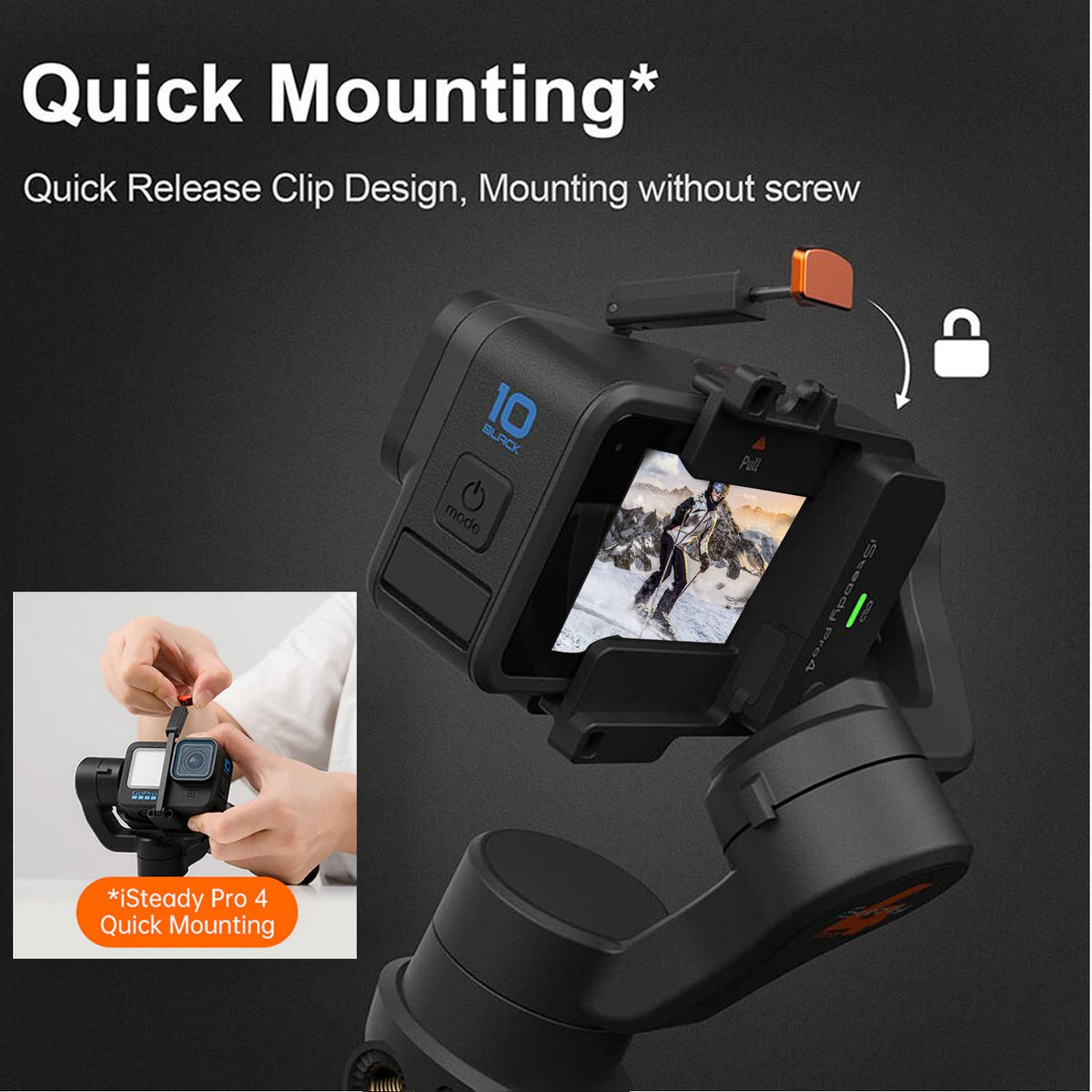Action Camera Gimbal Stabilizer 3-Axis Bluetooth Cable Control IPX4 R803818