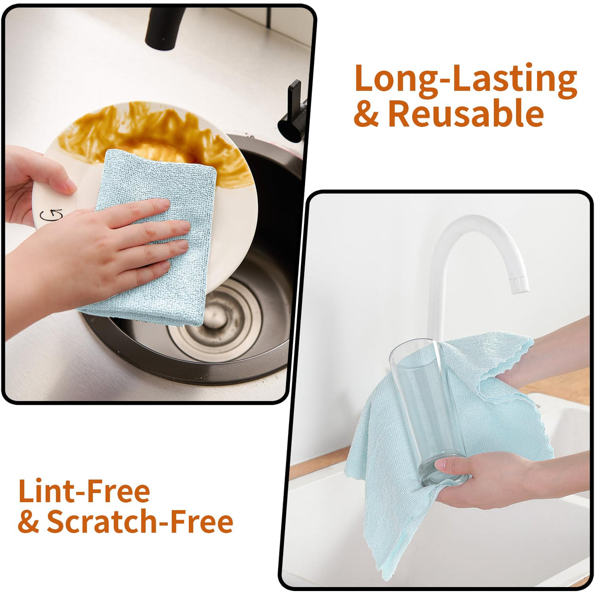 80 Pack Microfiber Cleaning Cloth Roll Blue D3721