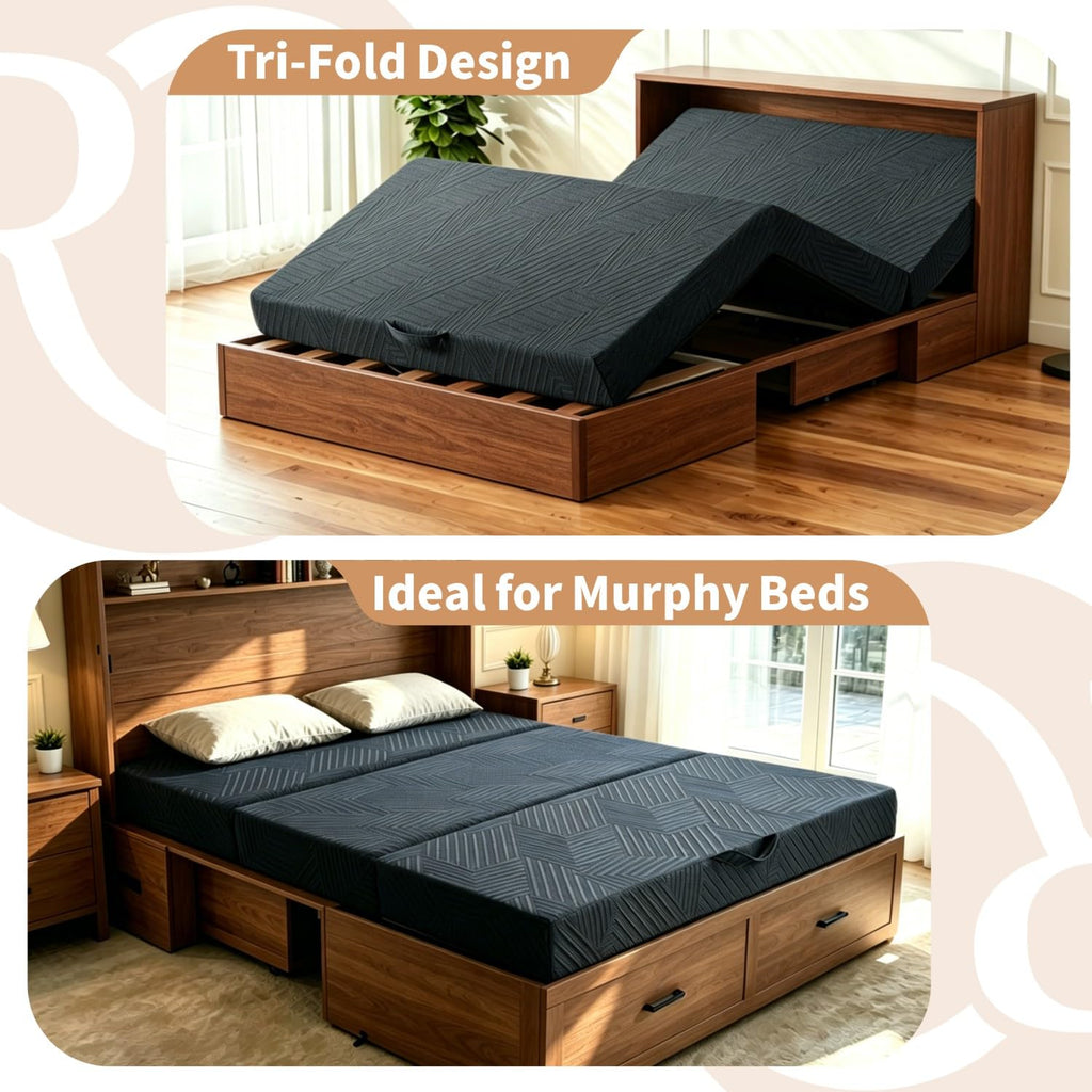 6 Inch Queen Tri-fold Memory Foam Mattress with Storage Bag Y88874