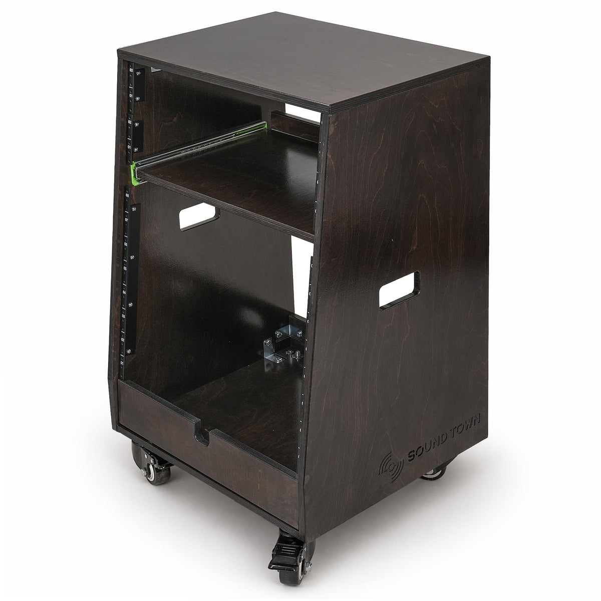 12U Studio Rack with Slide-Out Tray and Casters A655551