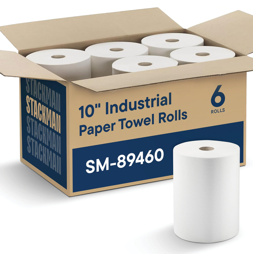 10 x 800 White Paper Towel Rolls 6 Pack W405