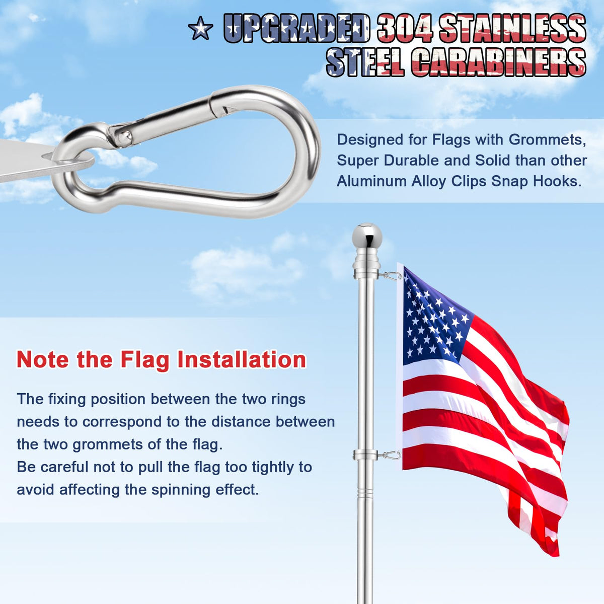 5 FT Stainless Steel Tangle Free Flag Pole O392980