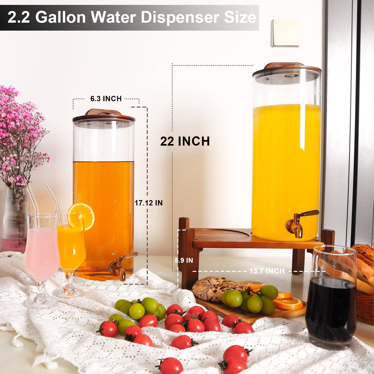 2.2 Gallon Glass Drink Dispenser with Stand X6446