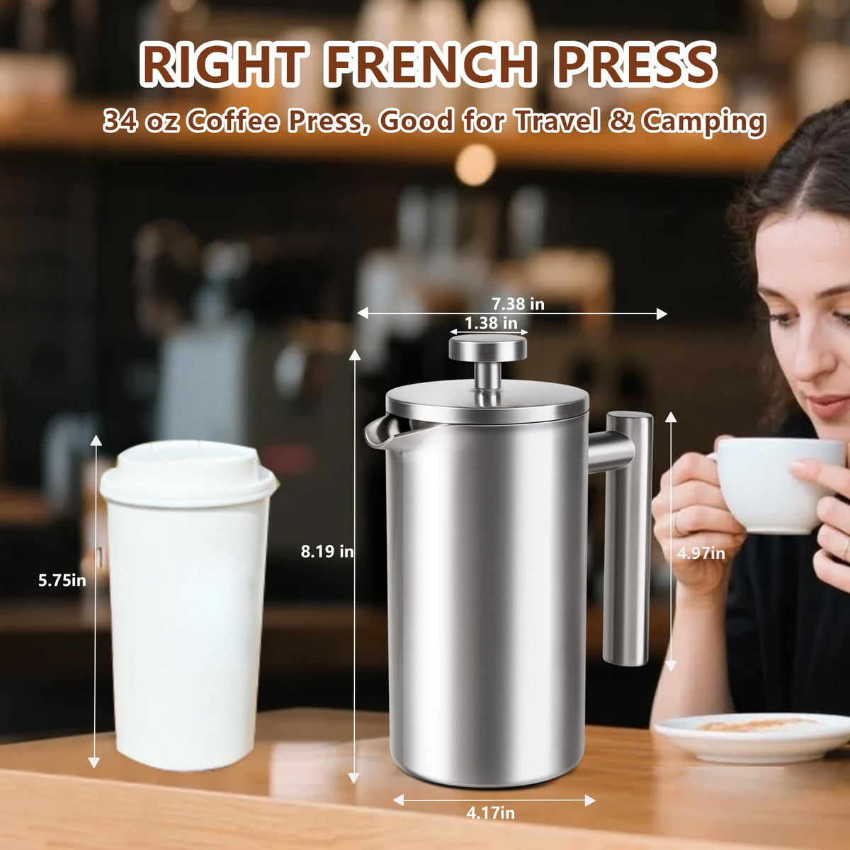 34 oz Stainless Steel French Press C39671