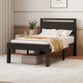 14 Inch Twin Size Metal Bed Frame with Wood Headboard J639270