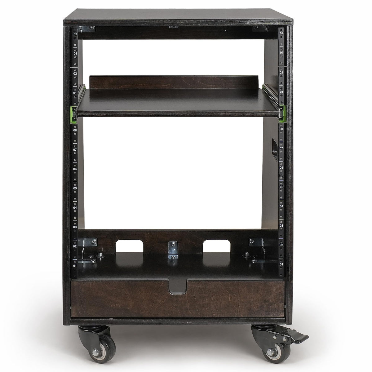 12U Studio Rack with Slide-Out Tray and Casters A655551