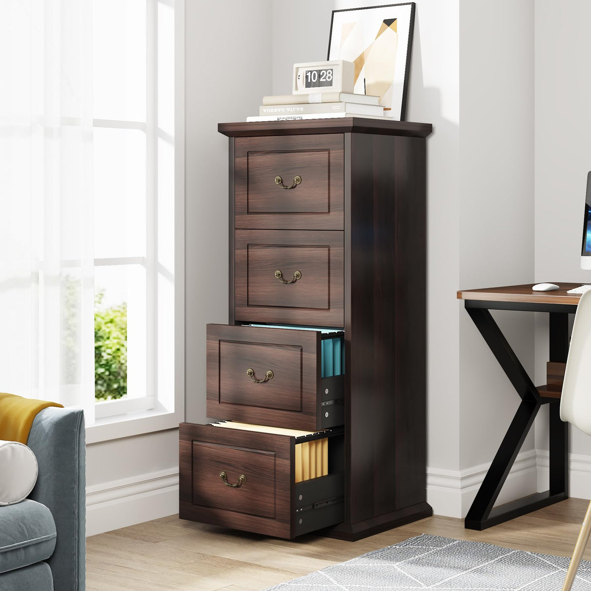 4 Drawer Walnut File Cabinet Q61191