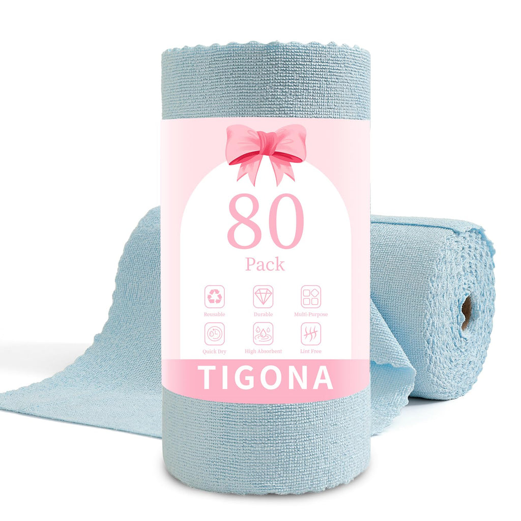 80 Pack Microfiber Cleaning Cloth Roll Blue D3721