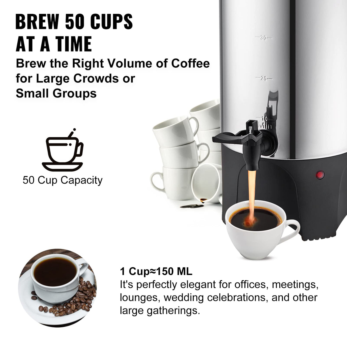 50 Cups Stainless Steel Commercial Coffee Urn E7471