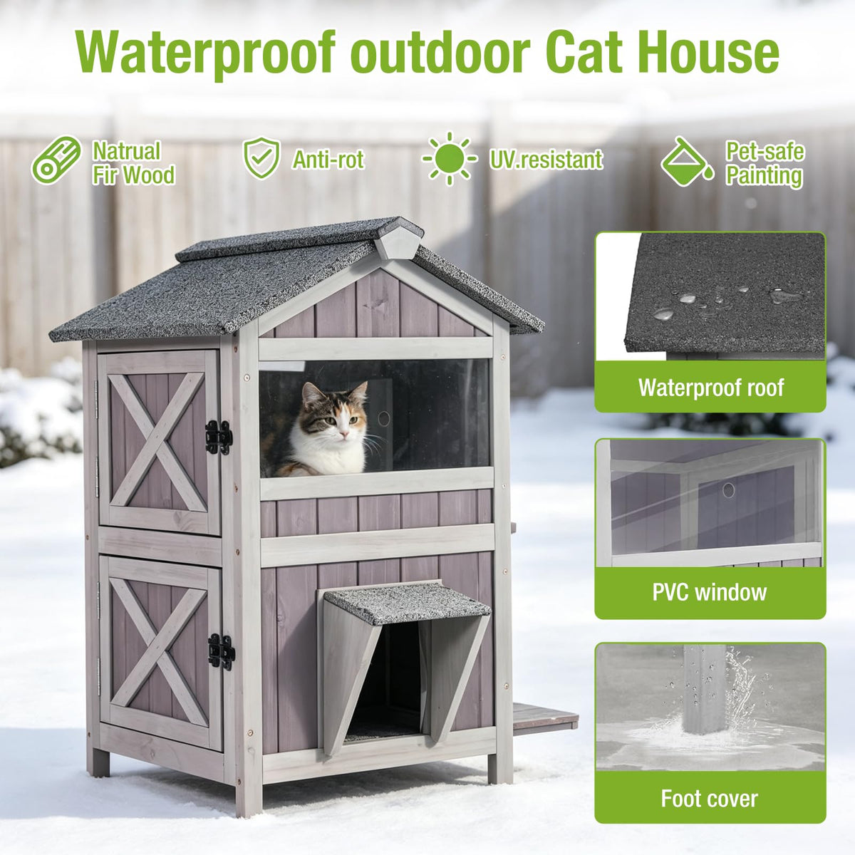 Weatherproof 2 Story Outdoor Cat House R728514