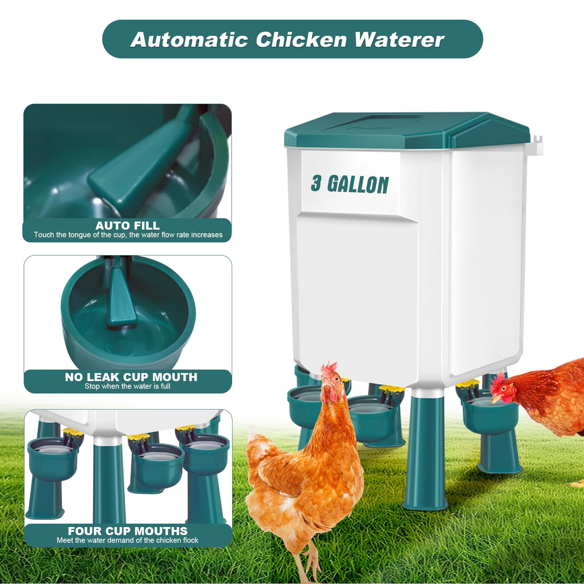 Chicken Feeder and Waterer Set 3 Gallon V664