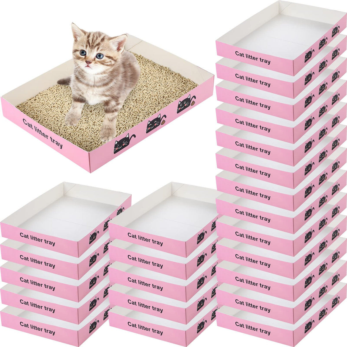 30 Pack Disposable Paper Cat Litter Box Z7525