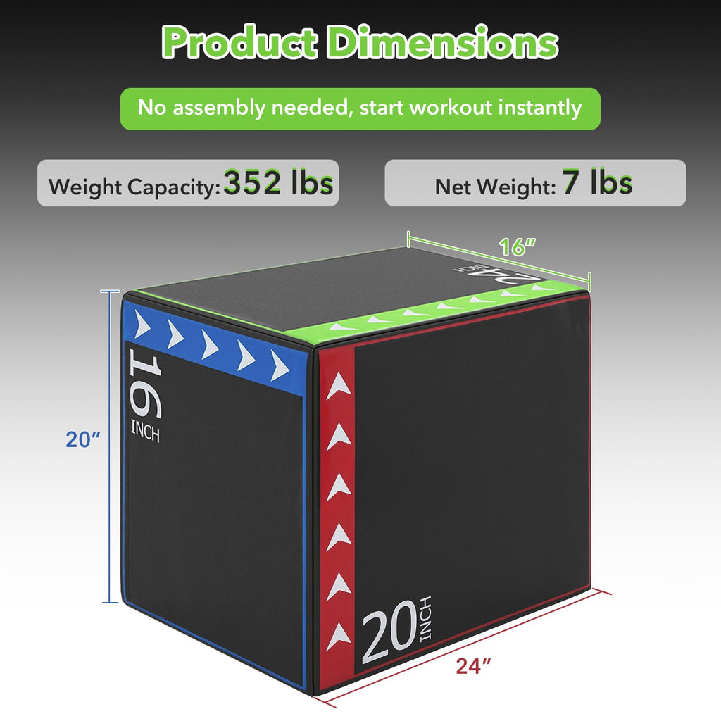 3-in-1 Foam Plyometric Jump Box with Non-Slip Cover G3559