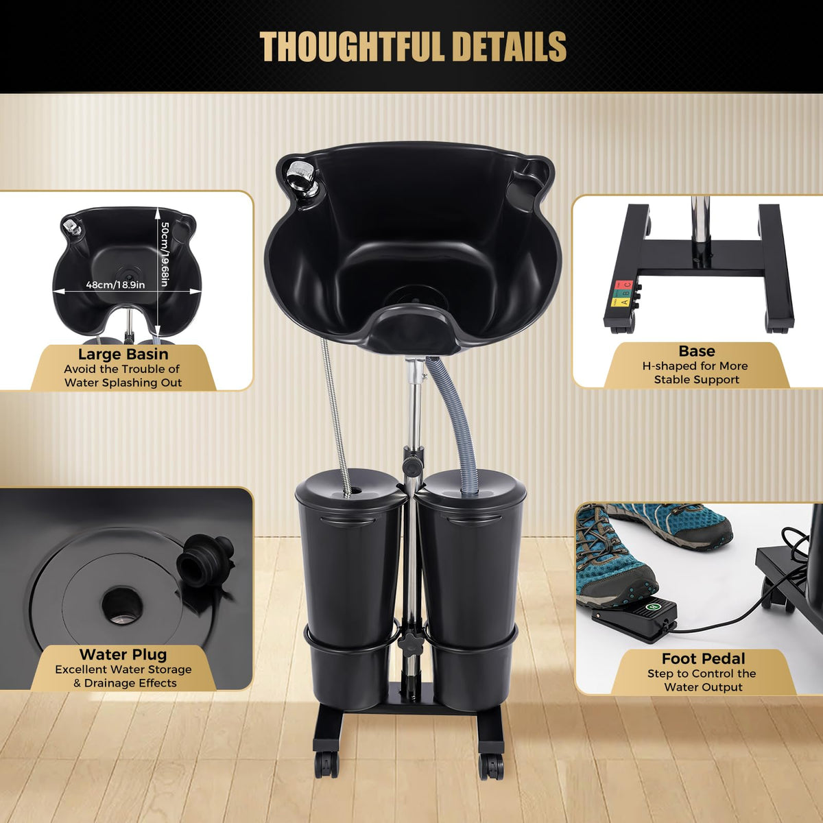 Electric Portable Shampoo Bowl, Black H71904